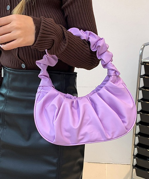 STYLEBLOCK(スタイルブロック)の「クシュクシュデザインミニバッグ(ハンドバッグ・レディース・オレンジ/スカイブルー/レッド/シルバー/パープル/ブルー/ブラック/グリーン/カーキ/ゴールド/イエロー/ブラウン/ピンク/ベージュ/ホワイト・FREE)」の9枚目の写真