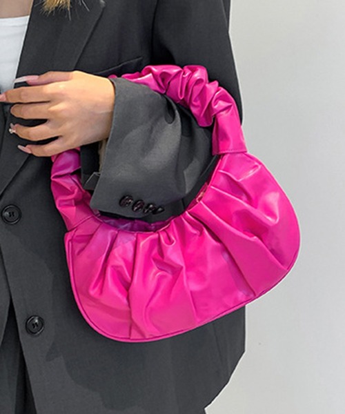 STYLEBLOCK(スタイルブロック)の「クシュクシュデザインミニバッグ(ハンドバッグ・レディース・オレンジ/スカイブルー/レッド/シルバー/パープル/ブルー/ブラック/グリーン/カーキ/ゴールド/イエロー/ブラウン/ピンク/ベージュ/ホワイト・FREE)」の12枚目の写真