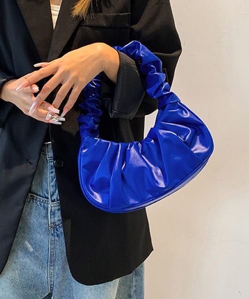 STYLEBLOCK(スタイルブロック)の「クシュクシュデザインミニバッグ(ハンドバッグ・レディース・オレンジ/スカイブルー/レッド/シルバー/パープル/ブルー/ブラック/グリーン/カーキ/ゴールド/イエロー/ブラウン/ピンク/ベージュ/ホワイト・FREE)」の8枚目の写真