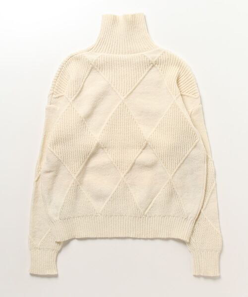 A.N.L(エーエヌエル レーベル)の「A.N.L 格子柄ハイネックニット(ニット/セーター・レディース・アイボリー/エメラルド/ブラック/ベージュ/イエロー・38)」の9枚目の写真