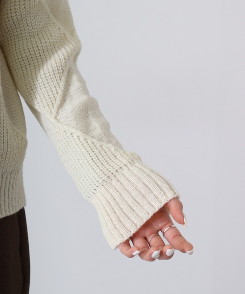 A.N.L(エーエヌエル レーベル)の「A.N.L 格子柄ハイネックニット(ニット/セーター・レディース・アイボリー/エメラルド/ブラック/ベージュ/イエロー・38)」の7枚目の写真