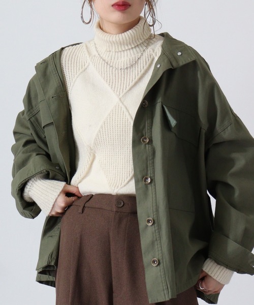 A.N.L(エーエヌエル レーベル)の「A.N.L 格子柄ハイネックニット(ニット/セーター・レディース・アイボリー/エメラルド/ブラック/ベージュ/イエロー・38)」の13枚目の写真