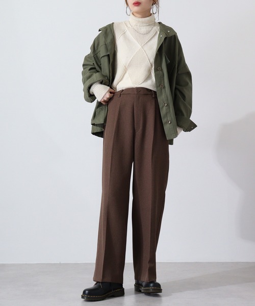 A.N.L(エーエヌエル レーベル)の「A.N.L 格子柄ハイネックニット(ニット/セーター・レディース・アイボリー/エメラルド/ブラック/ベージュ/イエロー・38)」の11枚目の写真