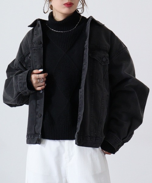 A.N.L(エーエヌエル レーベル)の「A.N.L 格子柄ハイネックニット(ニット/セーター・レディース・アイボリー/エメラルド/ブラック/ベージュ/イエロー・38)」の16枚目の写真