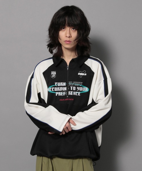 Anui（アニュイ）の「【UNISEX/2サイズ展開】ゲームポロシャツ（ポロシャツ・レディース・オフホワイト/ブラック・SMALL/MEDIUM）」の3枚目の写真