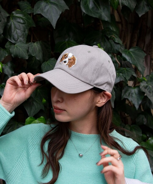 GLOSTER（グロスター）の「【GLOSTER/グロスター】WASHED DOG embroidery CAP キャップ 刺繍（キャップ・メンズ・チャコールグレー/インディゴブルー/グリーン/グレイッシュベージュ・FREE）」の2枚目の写真
