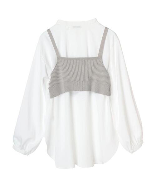 earth music&ecology（アースミュージックアンドエコロジー）の「SET2点ニットビスチェ+ノーカラーシャツ（チュニック・レディース・サックスブルー/オフホワイト/ストライプ・FREE）」の12枚目の写真