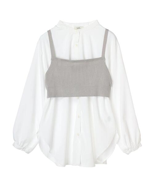 earth music&ecology（アースミュージックアンドエコロジー）の「SET2点ニットビスチェ+ノーカラーシャツ（チュニック・レディース・サックスブルー/オフホワイト/ストライプ・FREE）」の20枚目の写真