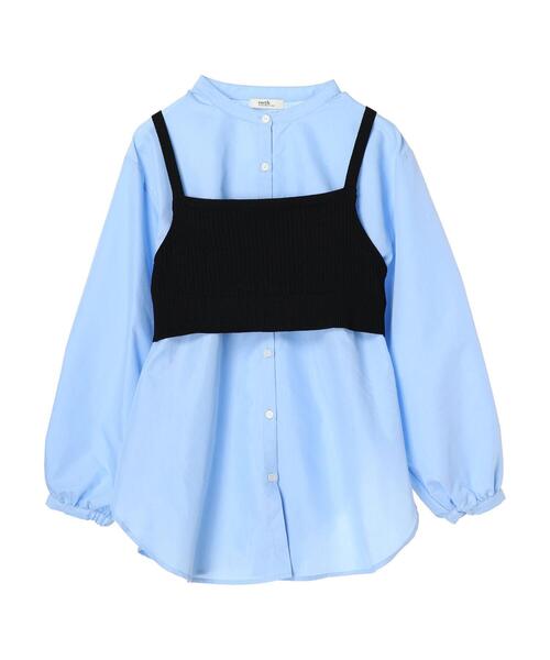 earth music&ecology（アースミュージックアンドエコロジー）の「SET2点ニットビスチェ+ノーカラーシャツ（チュニック・レディース・サックスブルー/オフホワイト/ストライプ・FREE）」の21枚目の写真