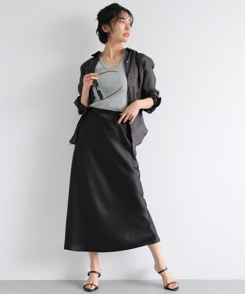 BARNYARDSTORM（バンヤードストーム）の「BARNYARDSTORM / ヴィンテージサテンスカート（スカート・レディース・ベージュ/ブラック/オフホワイト・0/1）」の5枚目の写真