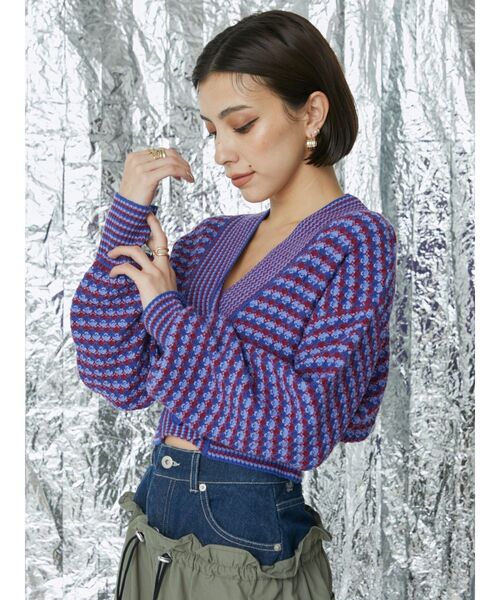 EVRIS(エヴリス)の「ミックスショートニットカーディガン(カーディガン/ボレロ・レディース・ピンク/グリーン/パープル・FREE)」の7枚目の写真