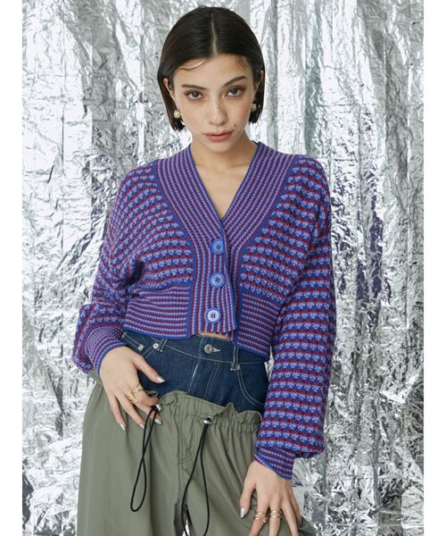 EVRIS(エヴリス)の「ミックスショートニットカーディガン(カーディガン/ボレロ・レディース・ピンク/グリーン/パープル・FREE)」の8枚目の写真