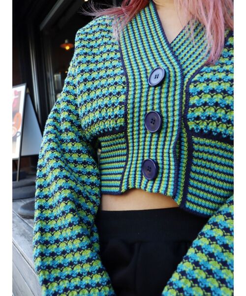 EVRIS(エヴリス)の「ミックスショートニットカーディガン(カーディガン/ボレロ・レディース・ピンク/グリーン/パープル・FREE)」の12枚目の写真