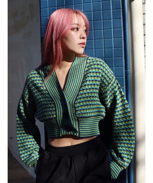 EVRIS(エヴリス)の「ミックスショートニットカーディガン(カーディガン/ボレロ・レディース・ピンク/グリーン/パープル・FREE)」の14枚目の写真