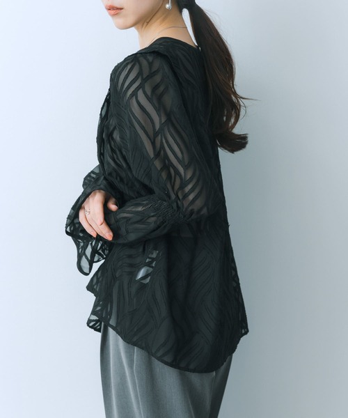 HEYUMM（ヘユム）の「パイピングジャガードブラウス（シャツ/ブラウス・レディース・ラベンダー/アイボリー/ブラック・ONE）」の22枚目の写真