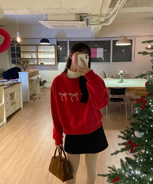RiLi（リリ）の「リボン刺繍スウェット【RL】（スウェット・レディース・グレー/レッド/アイボリー・FREE）」の7枚目の写真
