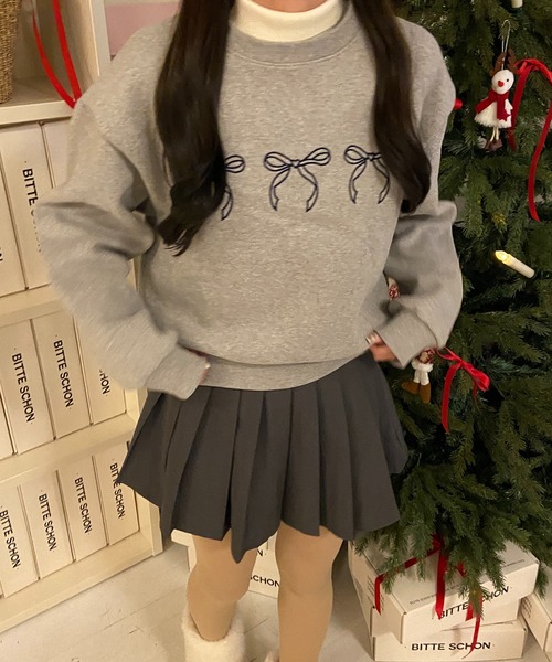 RiLi（リリ）の「リボン刺繍スウェット【RL】（スウェット・レディース・グレー/レッド/アイボリー・FREE）」の8枚目の写真