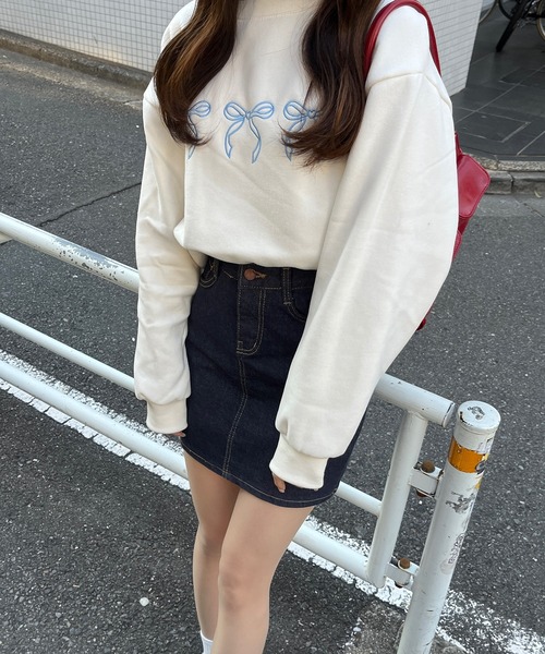 RiLi（リリ）の「リボン刺繍スウェット【RL】（スウェット・レディース・グレー/レッド/アイボリー・FREE）」の17枚目の写真