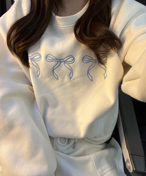 RiLi（リリ）の「リボン刺繍スウェット【RL】（スウェット・レディース・グレー/レッド/アイボリー・FREE）」の11枚目の写真