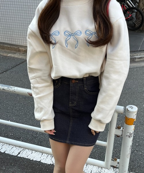 RiLi（リリ）の「リボン刺繍スウェット【RL】（スウェット・レディース・グレー/レッド/アイボリー・FREE）」の12枚目の写真
