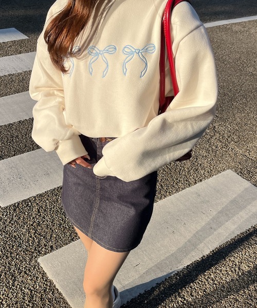 RiLi（リリ）の「リボン刺繍スウェット【RL】（スウェット・レディース・グレー/レッド/アイボリー・FREE）」の13枚目の写真
