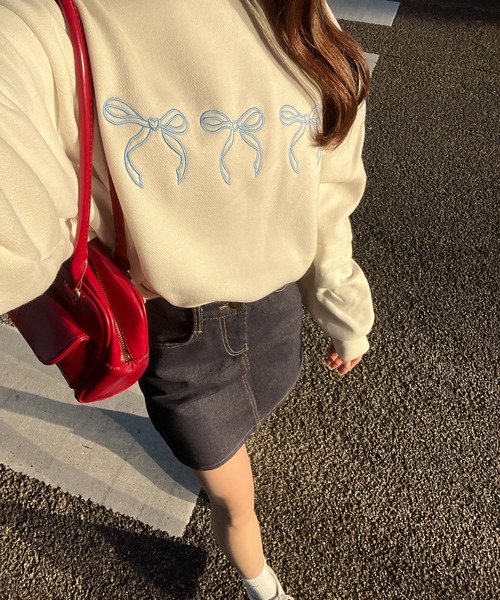 RiLi（リリ）の「リボン刺繍スウェット【RL】（スウェット・レディース・グレー/レッド/アイボリー・FREE）」の19枚目の写真