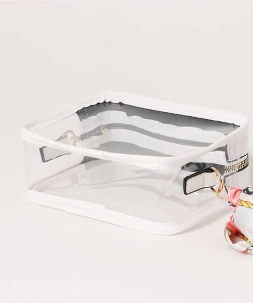 styiro（スタイロ）の「クリアショルダーバッグ/スカーフ付き（ショルダーバッグ・レディース・ホワイト/ブラック・FREE）」の4枚目の写真