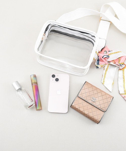 styiro（スタイロ）の「クリアショルダーバッグ/スカーフ付き（ショルダーバッグ・レディース・ホワイト/ブラック・FREE）」の12枚目の写真