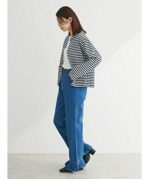 Green　Parks（グリーンパークス）の「・Double　Flags　スソフリルストレートデニム（デニムパンツ・レディース・インディゴブルー・FREE）」の5枚目の写真