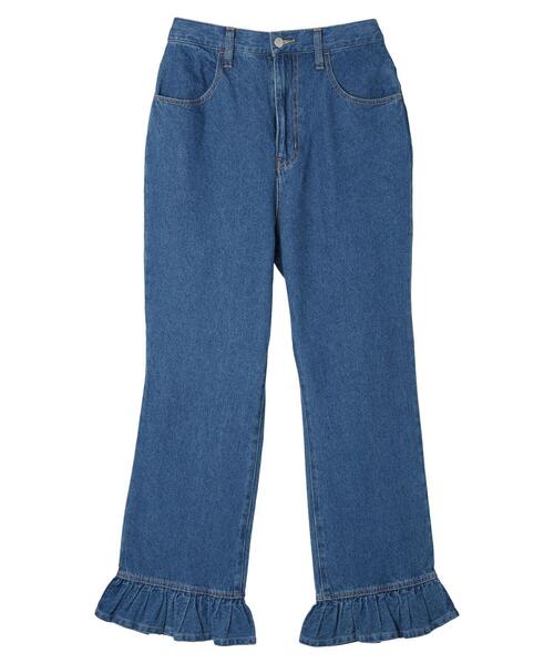 Green　Parks（グリーンパークス）の「・Double　Flags　スソフリルストレートデニム（デニムパンツ・レディース・インディゴブルー・FREE）」の9枚目の写真