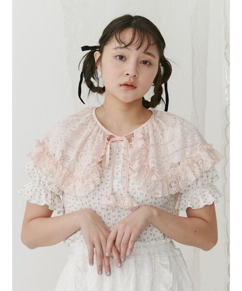 merry jenny(メリージェニー)の「flowerレースフリルカラー(付け襟・レディース・オフホワイト/ブラック/ピンク・FREE)」の4枚目の写真