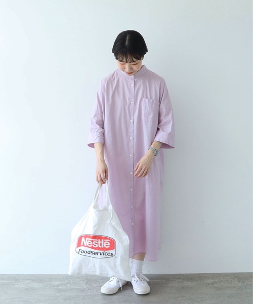 PAR ICI(パーリッシィ)の「スタンドカラーBIGシャツワンピース(シャツワンピース・レディース・ブラック/パープル/グリーン/ブルー・FREE)」の21枚目の写真