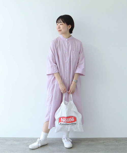 PAR ICI(パーリッシィ)の「スタンドカラーBIGシャツワンピース(シャツワンピース・レディース・ブラック/パープル/グリーン/ブルー・FREE)」の19枚目の写真