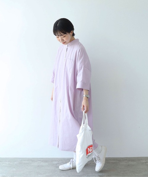 PAR ICI(パーリッシィ)の「スタンドカラーBIGシャツワンピース(シャツワンピース・レディース・ブラック/パープル/グリーン/ブルー・FREE)」の22枚目の写真