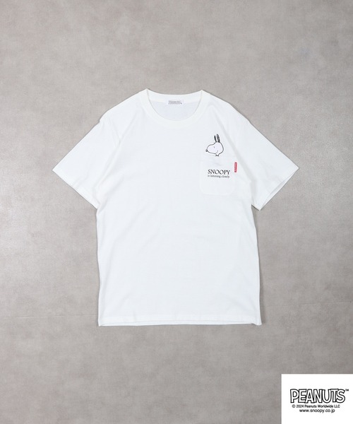 PEANUTS（ピーナッツ）の「PEANUTS PEANUTS ﾎﾟｹｯﾄ付き 半袖Tｼｬﾂ（Tシャツ/カットソー・メンズ・オフホワイト/ブラック/ベージュ/アーミー/杢グレー/ブルー系その他・LL/M/L）」の7枚目の写真