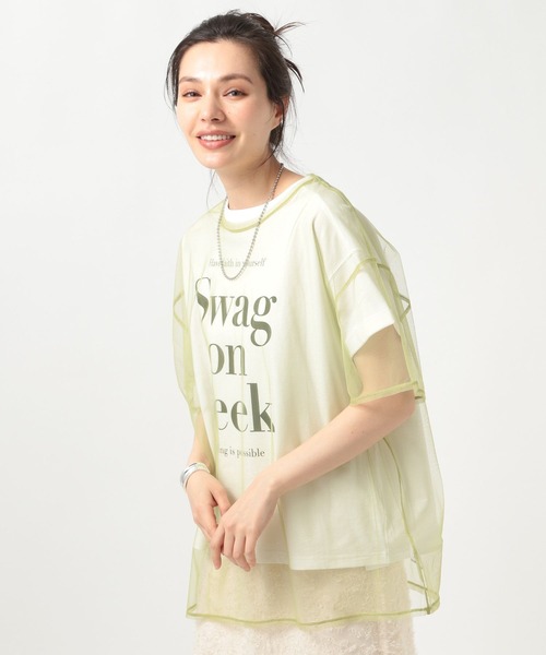 Sheer ハーフスリーブ プルオーバー