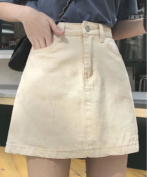 kirakiraShop(キラキラショップ)の「デニム ミニスカート(デニムスカート・レディース・ブルー/ライトブルー/ダークグレー/パープル/レッド/アイボリー・S/M/L/XL)」の2枚目の写真