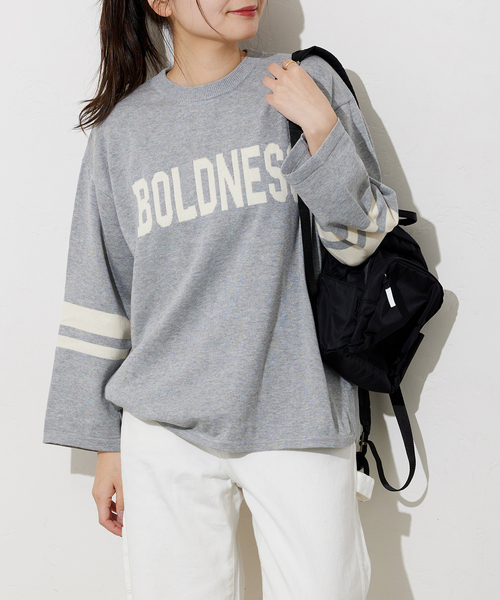 JOURNAL STANDARD(ジャーナルスタンダード)の「ハイゲージBOLDNESS ロゴニット(ニット/セーター・レディース・チャコールグレー/アイボリー・FREE)」の1枚目の写真