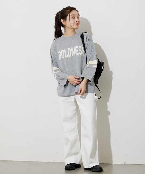 JOURNAL STANDARD(ジャーナルスタンダード)の「ハイゲージBOLDNESS ロゴニット(ニット/セーター・レディース・チャコールグレー/アイボリー・FREE)」の3枚目の写真