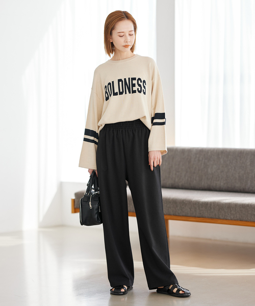 JOURNAL STANDARD(ジャーナルスタンダード)の「ハイゲージBOLDNESS ロゴニット(ニット/セーター・レディース・チャコールグレー/アイボリー・FREE)」の4枚目の写真