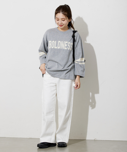 JOURNAL STANDARD(ジャーナルスタンダード)の「ハイゲージBOLDNESS ロゴニット(ニット/セーター・レディース・チャコールグレー/アイボリー・FREE)」の5枚目の写真