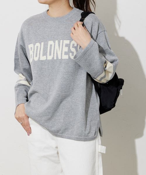 JOURNAL STANDARD(ジャーナルスタンダード)の「ハイゲージBOLDNESS ロゴニット(ニット/セーター・レディース・チャコールグレー/アイボリー・FREE)」の9枚目の写真