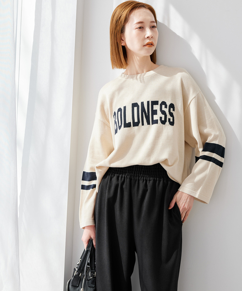 JOURNAL STANDARD(ジャーナルスタンダード)の「ハイゲージBOLDNESS ロゴニット(ニット/セーター・レディース・チャコールグレー/アイボリー・FREE)」の17枚目の写真