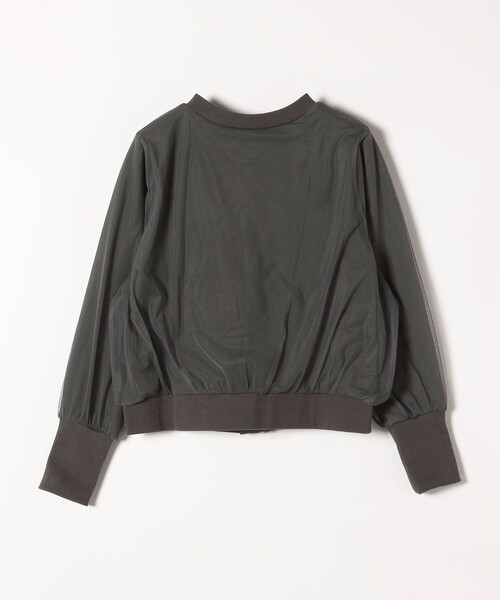 SHIPS quaranciel チュールドッキングクルーネックカーディガン SHIPS｜quaranciel:<手洗い可能>チュール ドッキング クルー