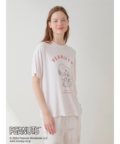 新品　ジェラートピケ　スヌーピー　ワンポイントTシャツ　ロングパンツ　ピンク gelato pique ジェラートピケ スヌーピー ワンポイント Tシャツ