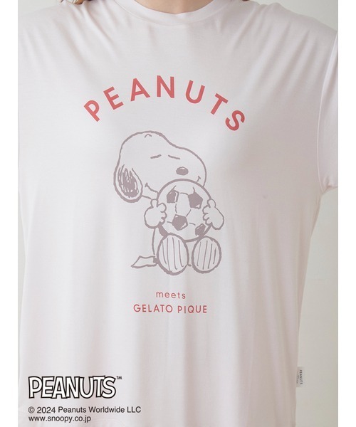 新品　ジェラートピケ　スヌーピー　ワンポイントTシャツ　ロングパンツ　ピンク gelato pique（ジェラートピケ）の「【PEANUTS】ワンポイントT