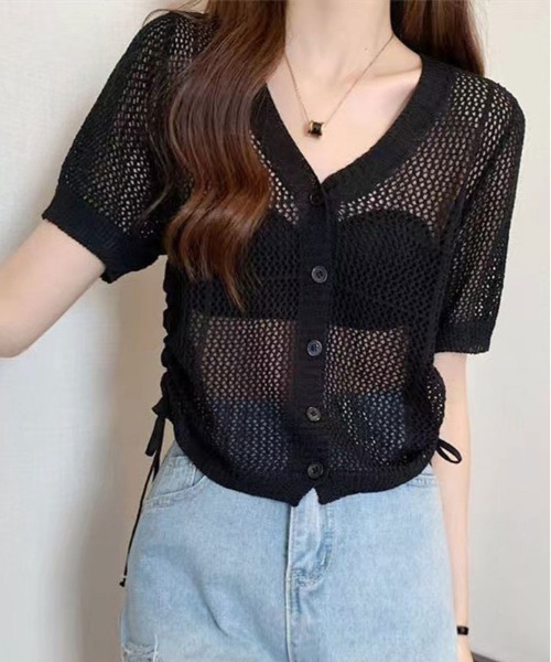 kirakiraShop(キラキラショップ)の「ドロスト メッシュ カーディガン(カーディガン/ボレロ・レディース・ブラック/ホワイト/アイボリー・FREE)」の17枚目の写真