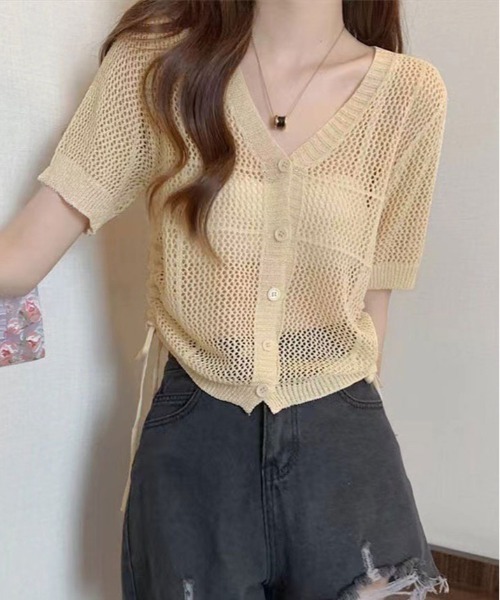 kirakiraShop(キラキラショップ)の「ドロスト メッシュ カーディガン(カーディガン/ボレロ・レディース・ブラック/ホワイト/アイボリー・FREE)」の12枚目の写真