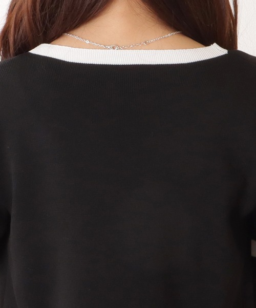 Lace Ladies（レースレディース）の「バイカラー クロップド 半袖 ニット セットアップ（アンサンブル・レディース・ホワイト/ブラック・FREE）」の16枚目の写真