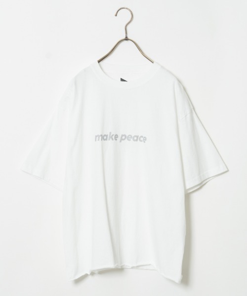 FUNG（ファング）の「[FUNG/ファング] MAKE PEACE カットオフプリントTシャツ（Tシャツ/カットソー・レディース・ホワイト/ピンク・M）」の7枚目の写真